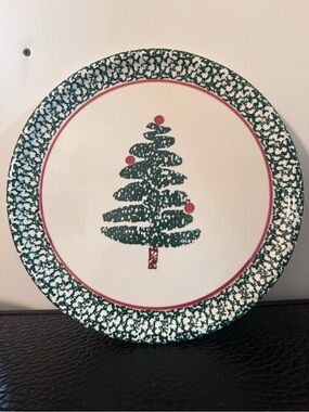 FURIO Holiday Christmas Tree Stoneware Dinner Plate Made in ITALY 13 inches